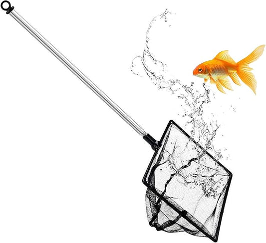 Aquarium Fish Net, 6 Inch Fine Mesh Fish Tank with Extendable 9-24 inch Long Handle