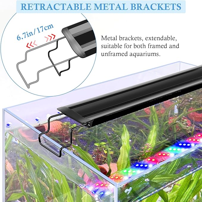 FEDOUR Aquarium LED Light, Full Spectrum Aquarium Plant Light with Timer, Extendable Metal Brackets, for Fish and Plant Tank (24-32 inch)