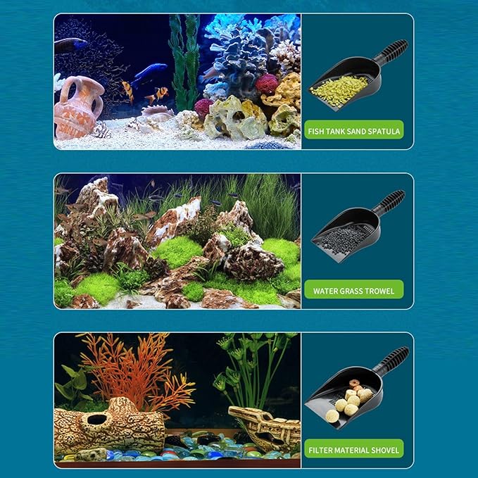 Semme Aquarium Sand Scooper By Brand Name Multifunctional PVC Terrarium Substrate Cleaner for Fish Tanks Pets with Quick Drainage System Detachable Extension Rods