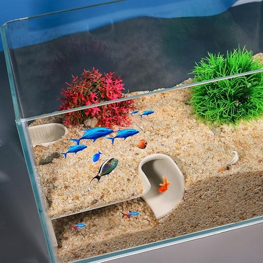 Aquarium Undergravel Fish Tunnel Hide Cave Corner Fishes Tank Decorations Under Gravel Viewing Tunnel Fish Cave for Aquarium Hideout (White,Style 1)