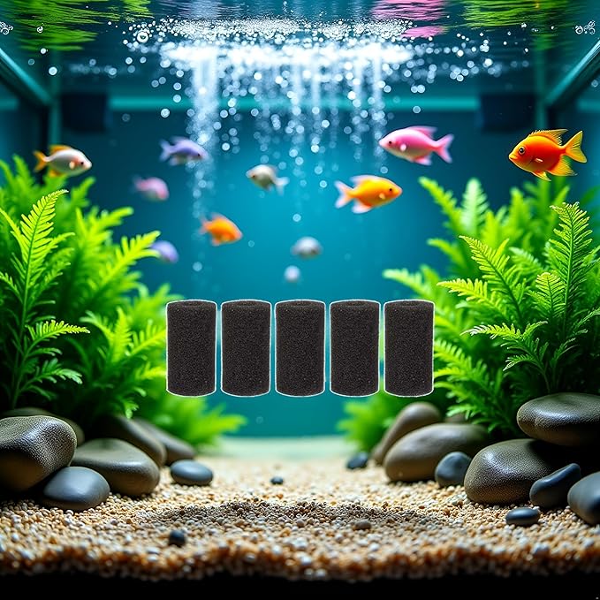 5Pcs Black Aquarium Filter Sponges,Aquarium Pre-Filter Sponges Filter Intake Sponge Strainer Foam Guard Cover for Freshwater and Saltwater Fish Tank, Aquarium Pumps and Filters