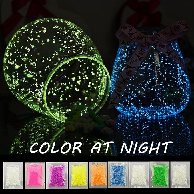 Eme-rald Glow in The Dark Gravel, DIY Decorative Luminous Stones, Glow in The Dark Garden Sand, Luminous Sand Stones Rocks for Yard and Walkways for Aquarium Fish Tank Decoration (Yellow Green)