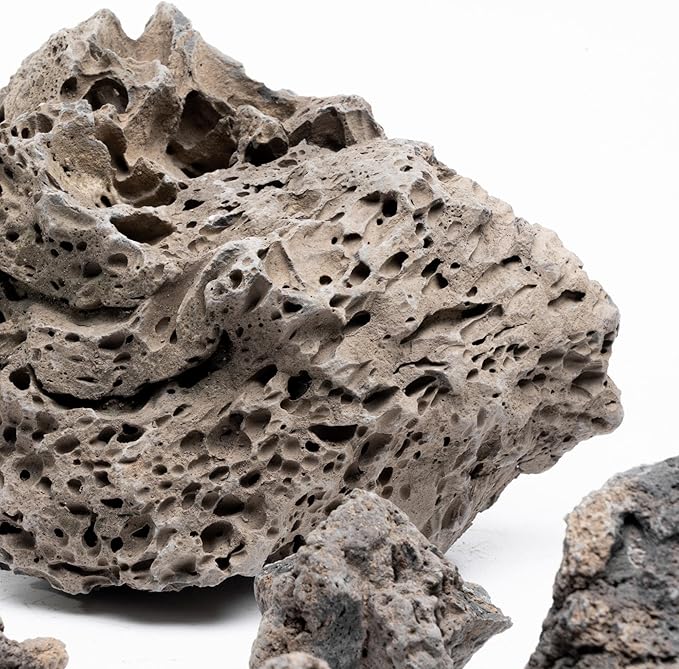 SubstrateSource Natural Stone for Aquarium, Terrarium, Paludarium, Reptile Enclosures - Set of Decorative Rocks for Landcapes, Aquascaping, Fish Tank Decor (Icelandic Lava Rock, 21 Pounds, 3-8")