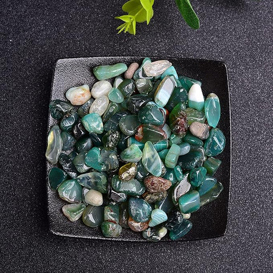 50/100g Natural Stones Gravel Crystals Chip Quartz Minerals Tumbled Agates Specimen Home Aquarium Decor,Green Agate,50g