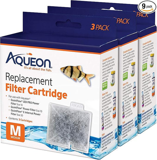 Aqueon Aquarium Fish Tank Replacement Filter Cartridges Medium - 9 pack