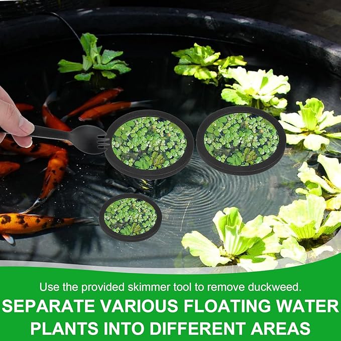 6PCS Aquarium Floating Plant Corral, Round Black EVA Fish Feeding Ring Set, Fish Tank Accessories for Mini Betta Tank, Floating Plants Holder|Feeder|Corral