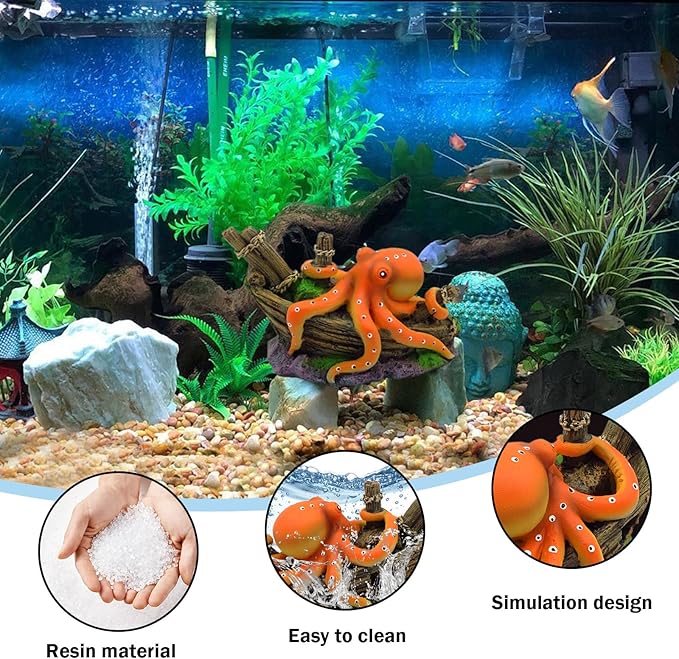 Octopus Decor, Small Octopus Fish Tank Decorations, Aquarium Decorations Ideal Gift for Love Fish Farming