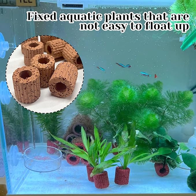 Rainmae 16 Pcs Aquatic Water Plant Fixed Rings, Water Plants Cultivation Fixed Ring Aquatic Water Plant Fixed Ring Ceramic Plant Pot, Landscape Ceramic Pottery Gravity Ring for Fish Tank Accessories