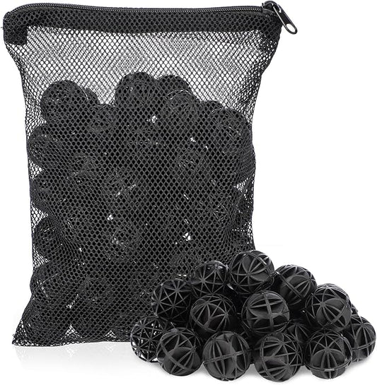 Segarty Aquarium Bio Balls, 1 inch Koi Pond Filter Media Bio Ball with Sponge for Aquarium Filter Canister Filter Biological Filtration for Freshwater Marine Fish Tank Sump (50 PCS with Mesh Bag)