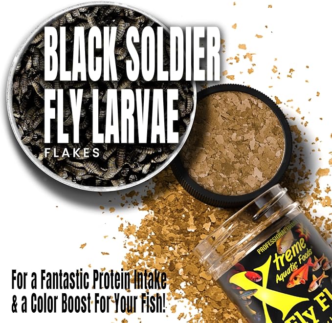 Xtreme So-Fly Flakes - Sustainable Protein from Black Soldier Fly Larva for Tropical Fish - Eco-Friendly Food, Nutrient-Rich, All-Natural Diet - USA Farm Grown (2oz)