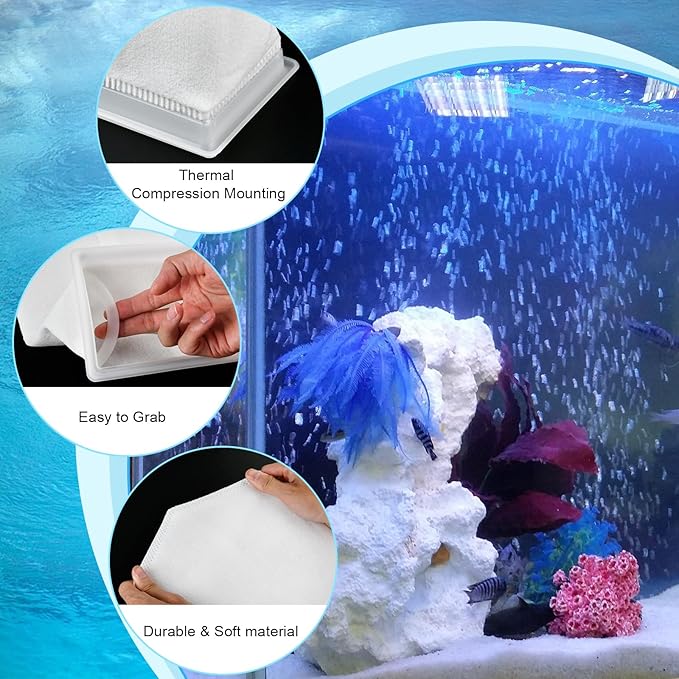 7 Inch Rectangle Filter Sock, 8 Pcs Saltwater Aquarium Filter Bags 300 μm Aquarium Filter Accessories for Saltwater Freshwater Fish Tank Filter