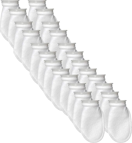 Sock Filters - 200 Micron - Aquarium Felt Filter Bags - Custom Made in USA (4 Inch Ring by 10.5 Inch Long 24 Pack)