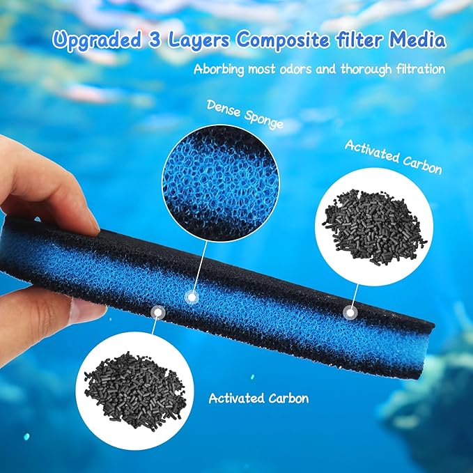 12 Pcs Canister Filter Pads Compatible with PONDFORSE 172/225/265GPH,Vacuum Compression Packaging Replacement Pads for AMOSIJOY Canister Filter(6 White Floss Pads & 6 Coarse Filter Pads)