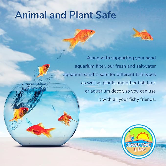 CLASSIC SAND & PLAY Natural Aquarium Sand for Freshwater and Saltwater Tanks, 40 lb. Bag, Improves Filter Life and Filtration Process, Pre-Washed Fine Sand, Orange