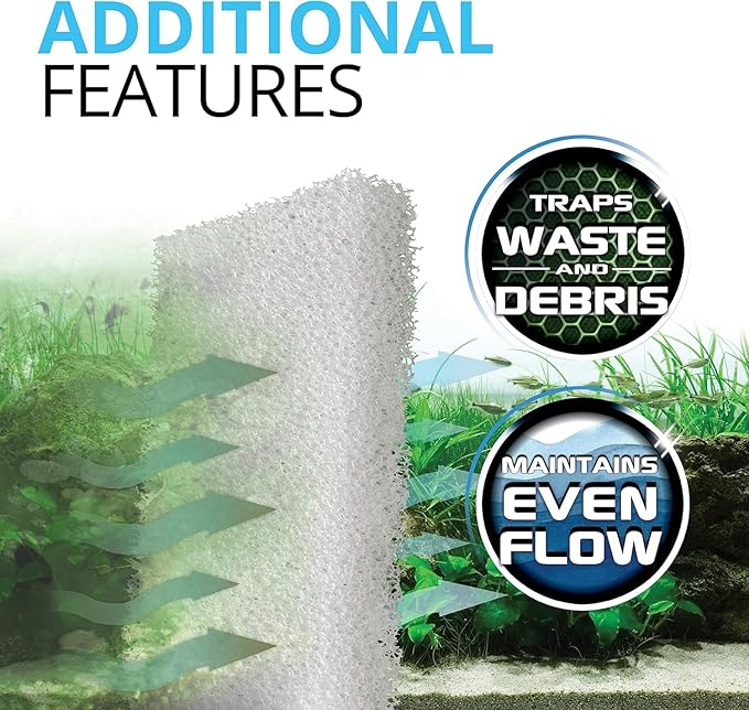 Fluval 106/107 Bio-Foam, Replacement Aquarium Filter Media, 2-Pack, A220