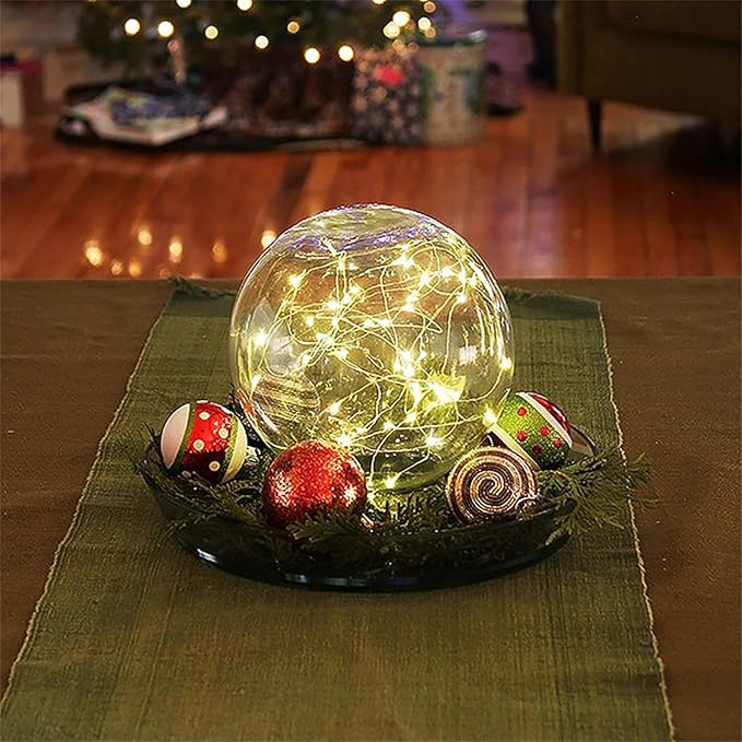 Achla Designs Flower Aquariums Set of 3 Glass Orb Bud Vases with Floral Frog Base, 6.5 Inch Decorative Flower Display Spheres with Plastic Stand, Water Filled Magnifying Flower Vessel Centerpieces