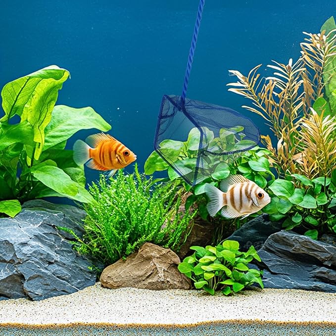Mogoko 2 Pack Aquarium Net Fish Net, Small Net, Multi-Size Fine Mesh Aquarium Net with Long Plastic Handle for Fish Tank