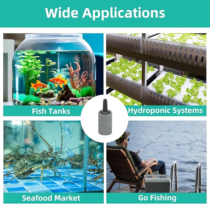 DaToo Aquarium Air Stone 1 Inch 12 Pack Fish Tank Aerator Bubble Diffuser Silicon Carbide Fish Tank Airstone for Air Pump Aquariums Ponds Hydroponic Systems