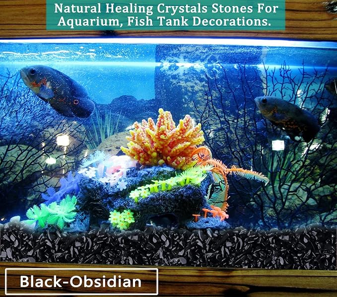 MAIBAOTA Natural Black Obsidian Crystal Quartz Rocks Chips Vase Filler Rocks for Succulent Plant Small Fish Tank Aquarium Gravel Decorative Pebbles Stones(200 gram)