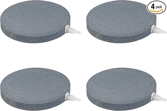 AQUANEAT 4.8 inch Air Stone Disc, 4 Packs, Aerator Bubble Diffuser, Air Pump Accessories for Hydroponics, Aquarium Fish Tank, Ponds, DWC Reservoirs and Circulation System