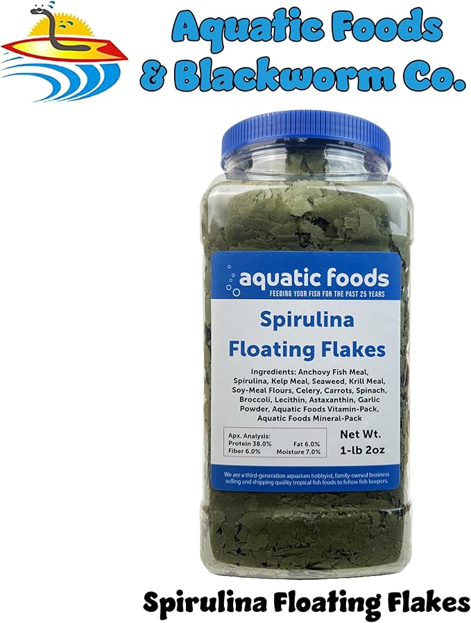 Premium Spirulina Flakes for African Cichlids, All Central and South American Cichlids, Koi, All Community Tropical Fish Also Pellet Mix, Wafer Mix Included…1-lb 2oz
