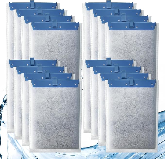 Pryitier 16 Pack Filter Cartridge Compatible with Whisper Filters 20i,40i/IQ20,30,45,60/PF20,30,40,60 and ReptoFilter, Large Aquarium Replacement Filter Cartridges for Fish Tank