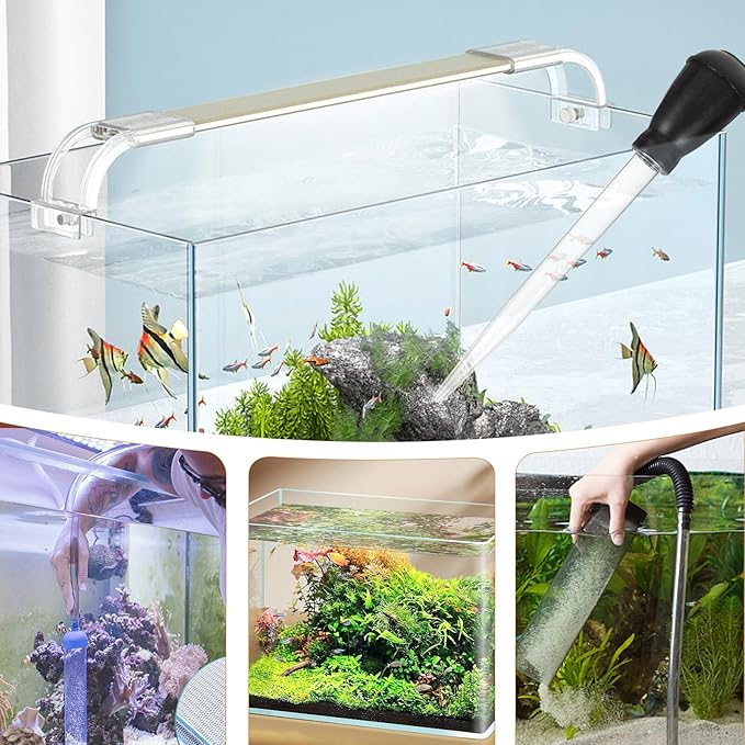 Fish Tank Gravel Vacuum Cleaner Manual Water Filtering Tool Aquarium Gravel Sand Faeces Cleaning Kit Black for Aquarium Maintenance