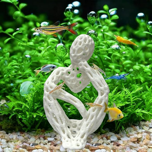 LIYAOLI Shrimp Hide Cave for Aquarium Sculpture Decor- Modern Shrimp Hiding Spots for Tank,3D Printed White Fish Tank Accessories Decorations, Safe Shelter for Shrimps/Betta/Turtles (White)