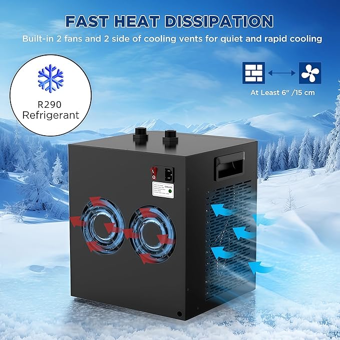 Aquarium Chiller 79gal,300L Fish Tank Water Chiller, Water Cooler Cooling System – 1/3HP Water Chiller Fast Colling for Bathtub Hydroponics Fish Axolotl Jellyfish Coral Crystal Shrimp110v and Fittings