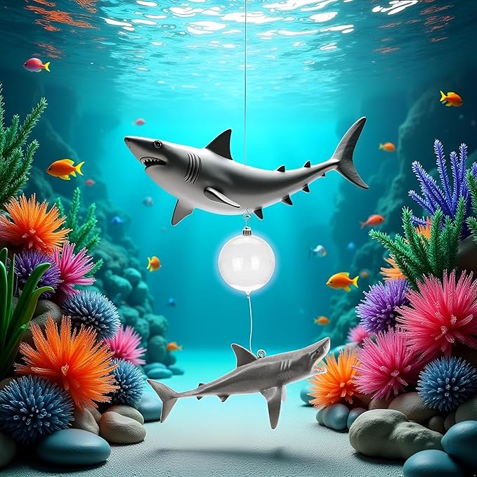 1 Pc Floating Shark Ornament - Adjustable Aquarium Shark Animal Decor | Aquarium Floating Shark Ornaments Thematic Ornaments Suitable for Aquarium All Kinds of Fish Tank and Home, Shark Pool Décor