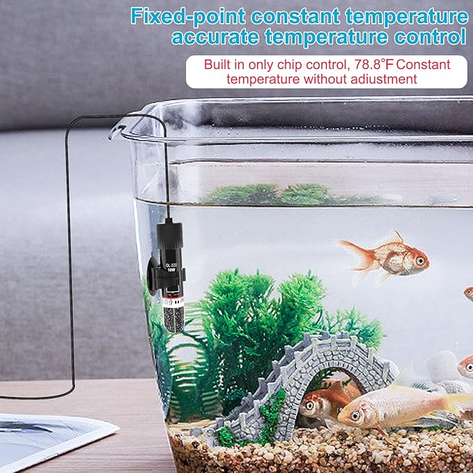 Small Aquarium Heater,10W Betta Heater Super Mini Aquarium Heater,Submersible Fish Tank Heater USB Powered Constant Temperature 78℉(26℃) Used for 1-2 Gallon