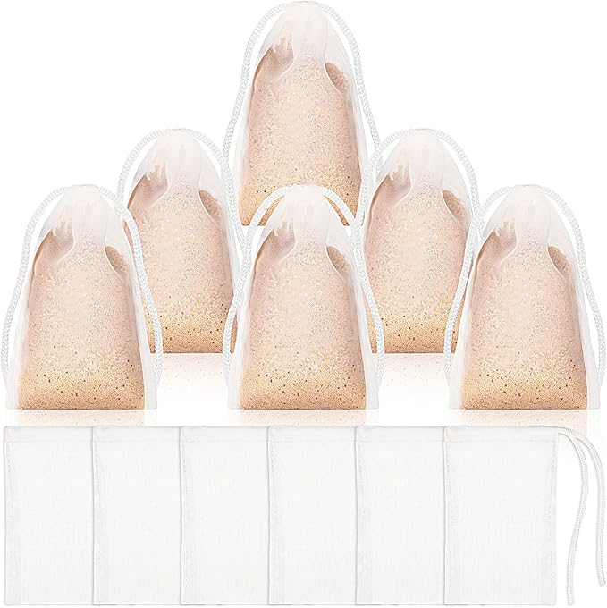 Shappy 12 Pieces Aquarium Filter Media Bags 150 Micrometer Fine Filter Drawstring Bags Reusable Nylon Mesh High Flow 2.4 x 4 Inch for Fish Tank Fine Resins Activated Carb