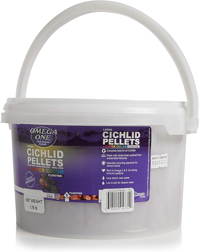 Omega One Super Color Floating Cichlid Pellets, Large, 1.75 lb x1