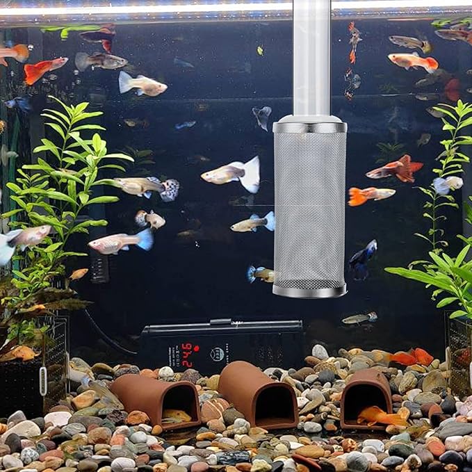 2PCS Filter Covers Aquarium, 16mm Stainless Steel Filter Intake Guard Aquarium, Metal Fish Tank Mesh Intake Strainer, Metal Prefilter Tube Net Cover, Shrimp Tank Accessories for Fish Tanks Inlet Pond