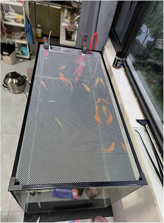 DIY Fish Tank Top Cover/Anti-Jumping Net with Magnetic Edges, Mesh Terrarium Lid Aquarium Hood, Square Ventilation Opening Screen Netting, Cut to Size(L47.2xW23.6in/120x60cm)