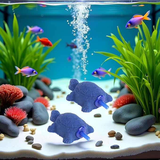 2Pcs Blue Turtle Aquarium Bubble Air Stone Diffuser Fish Tank Aerator Oxygen Pump Ornament Decor Aquarium Air Pump Accessories