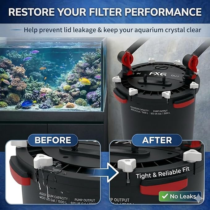 2 Pack A20215 Replacement Parts Compatible with Fluval Canister Filters, Lid Fastener Compatible with Fluval FX6 FX5 FX4 FX2, Includes 2 Fasteners & 4 Barrel Nuts, Secure Fit and Long Lasting