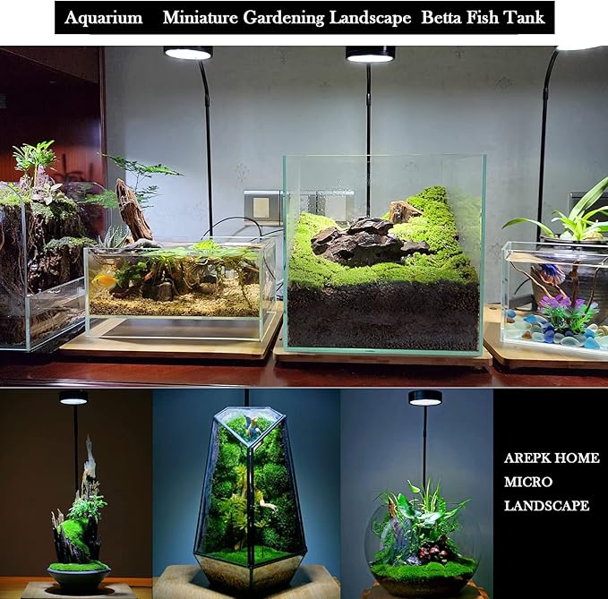 AREPK Aquarium Light Full Spectrum LED, for Under 7 Gallon Fish Tank, Light with Timer Auto On/Off, Betta Fish Tank,Indoor Plant Growth, Potted Plants, Succulent, Miniature Gardening Landscape (9)