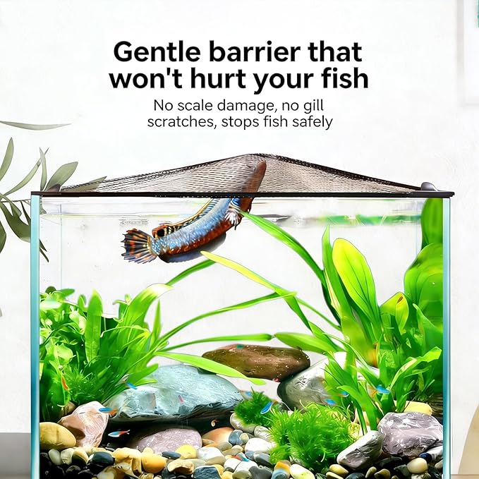 Magnetic Aquarium Anti-Jumping Mesh Net, Aquarium Lid Fish Tank Top Cover Hood Jump Cover Adjustable DIY Mesh Lid(50cm x 30cm)