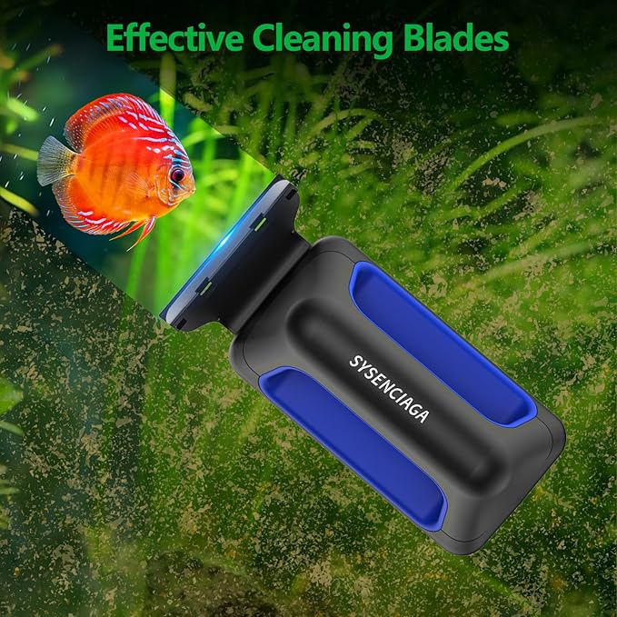 Aquarium Magnet Glass Cleaner, Double-Sided Detachable & Floating Algae Scraper for 0.2-0.4 Inch Fish Tank Glass Cleaning, No Scratches（S）