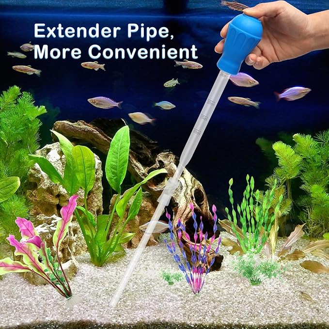 5 in 1 Aquarium Coral Feeder Kit, Luxiv 2 Pcs 60ml and 30ml Aquatic Reef Feeding Dropper with 10in Extender Pipe, 2 Pcs Stainless Steel Straight and Curved Aquarium Tweezers for Feeding Tong (Black)
