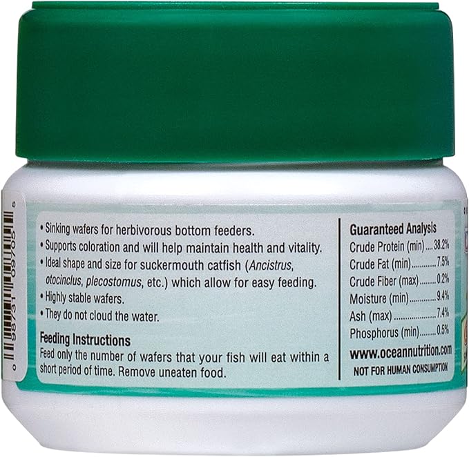 Ocean Nutrition Algae Wafers, Tropical Fish Food, Pleco Wafers, Algae Wafers for Bottom Feeders, Nutritionally Balanced Vegetarian Fish Food for Herbivorous Bottom Feeders, 2.6 oz (75 g)