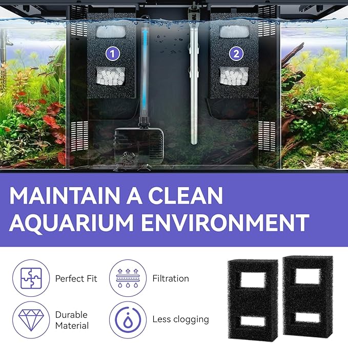 A1376 Spec Foam Filter Block Replacement for Fluval Aquarium Filter Media, for Fluval Spec Fish Tank - High Density Foam Block Insert Replacement for Large Breed Aquarium - 2 Pack