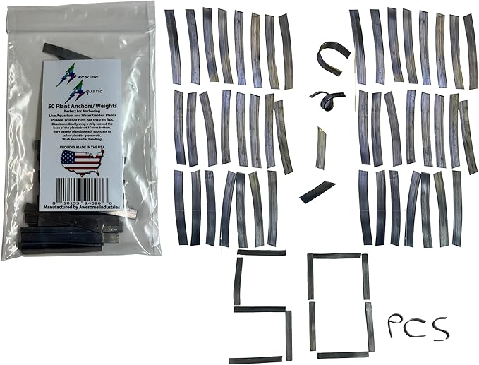 Awesome Aquatic Plant Weights/Anchors 50 Pack Strips Lead Ribbon Live Plants Weight Anchor Aquarium (50 Pack Strips)
