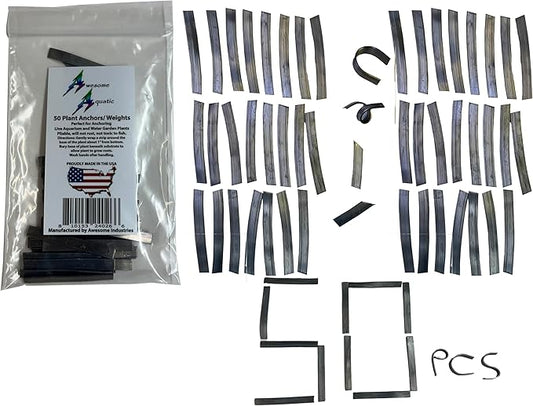 Awesome Aquatic Plant Weights/Anchors 50 Pack Strips Lead Ribbon Live Plants Weight Anchor Aquarium (50 Pack Strips)