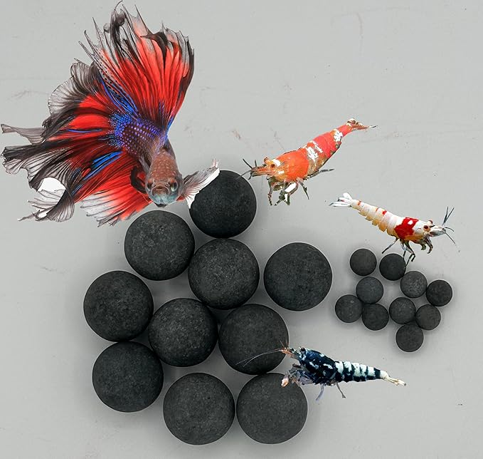 Awesome Industries Betta & Shrimp Tourmaline Mineral Balls Aquarium Water Conditioner Over 30 Elements Improves Water Quality, pH Balance, Health, Color & Breeding (20 Pack Combo)