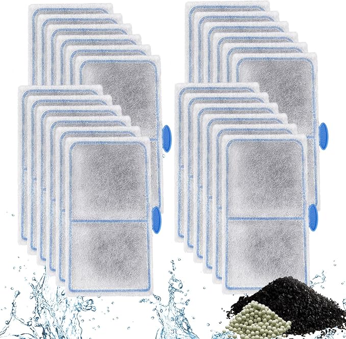 24 Pack Filter Cartridges Compatible with EF-S Element and BF5 BETTAFLO Filter, Thickened Fish Tank Replacement Filters Cartridge with Zeolite
