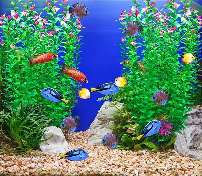 2 pcs Aquarium Decor Plants 21 Inches Extra Large Artificial Plastic Fish Tank Plants, Tall Fish Tank Decorations