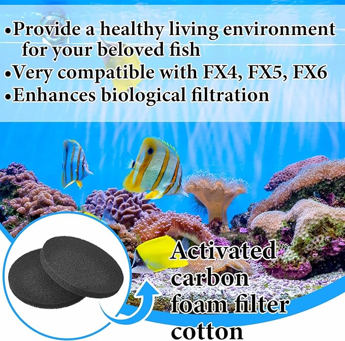Timgle 20 Pcs Fx4 Carbon Filter Pads Carbon Foam Compatible with Fluval Fx5/ Fx6 Canister Filter Replacement Impregnated Pads 7 Inch