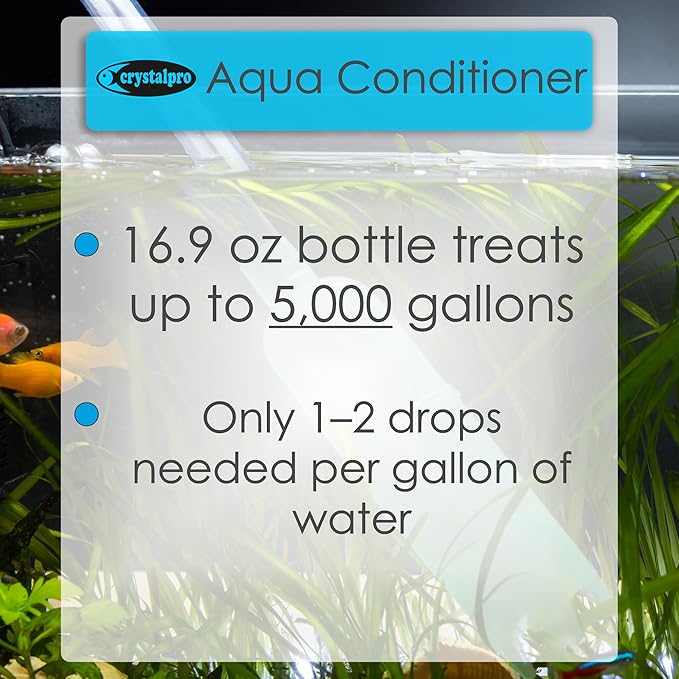 Crystalpro Aqua Conditioner - Treats 5000 Gallons - Aquarium Water Conditioner - Neutralizes Chlorine and Ammonia 16.9 Oz
